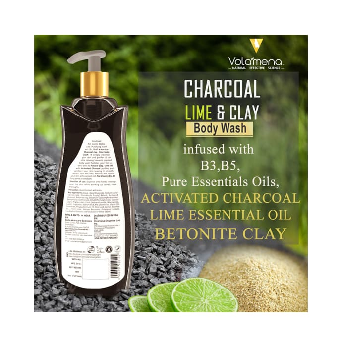 Volamena Activated Charcoal Lime & Clay Body Wash (300ml)