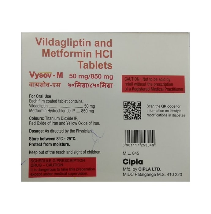 Vysov-M 850mg / 50mg Tablet (10'S)