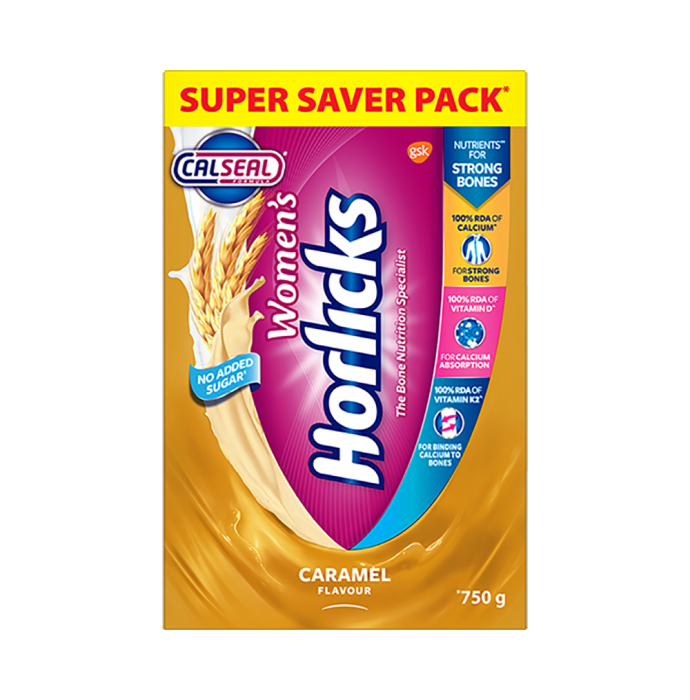 Women's Horlicks Health and Nutrition Drink Caramel Refill Super Saver Pack (750gm)