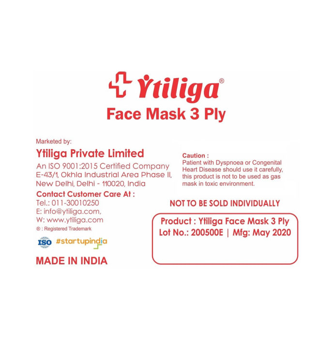 Ytiliga 3 Ply Face Mask