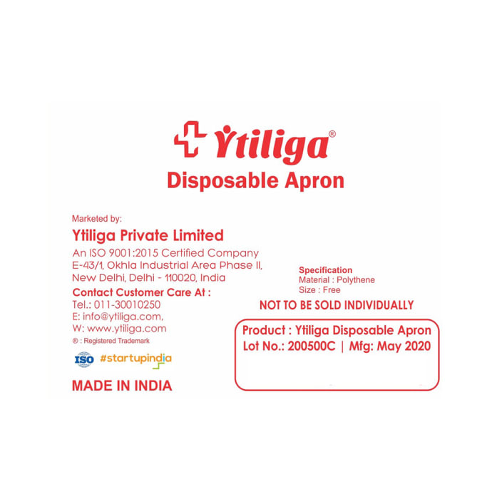 Ytiliga Disposable Apron Free Size