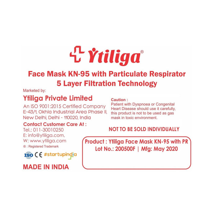 Ytiliga KN95 Face Mask with Particulate Respirator