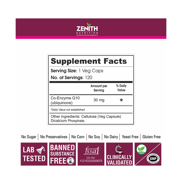 Zenith nutrition coq10 30mg capsule (120'S)