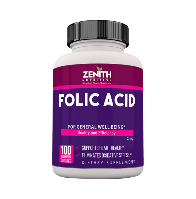 Zenith nutrition folic acid 2mg capsule (100'S)