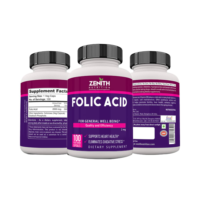 Zenith nutrition folic acid 2mg capsule (100'S)