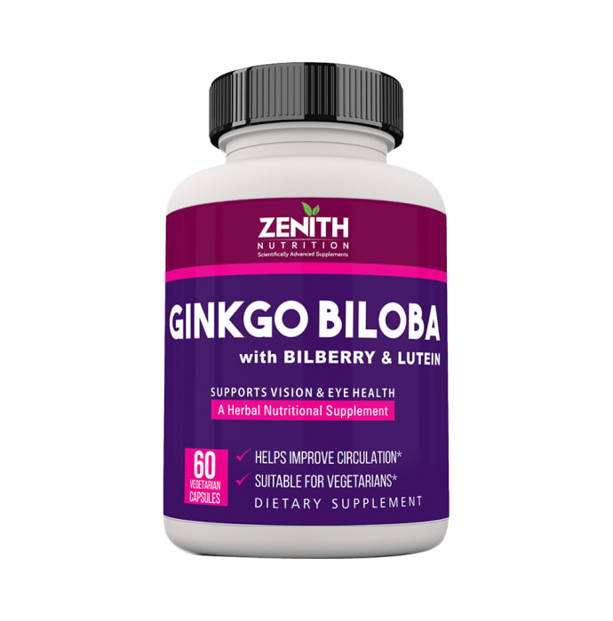 Zenith nutrition ginkgo biloba with bilberry & lutein capsule