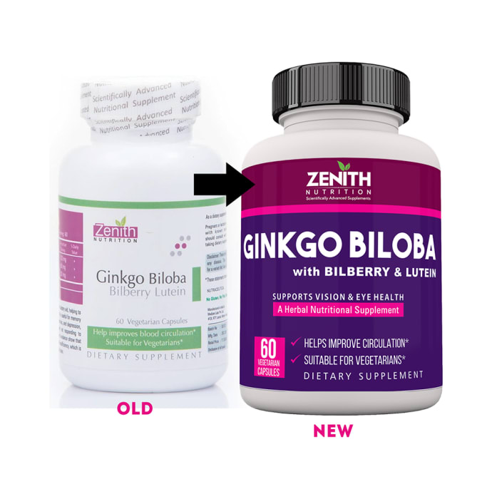 Zenith nutrition ginkgo biloba with bilberry & lutein capsule