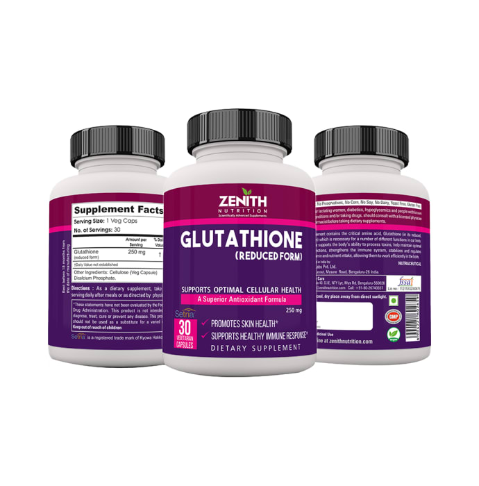 Zenith nutrition glutathione 250mg capsule (30'S)