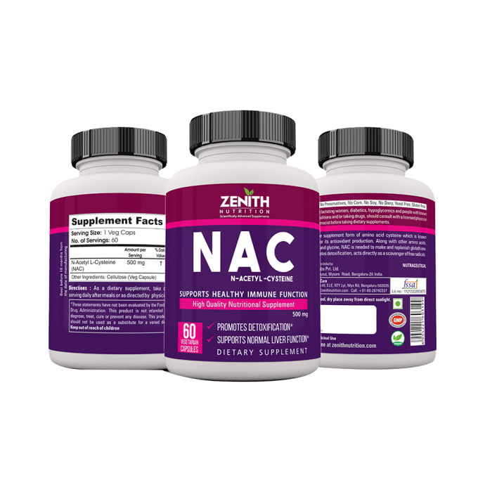 Zenith nutrition nac 500mg capsule (60'S)