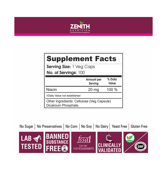 Zenith nutrition niacin capsule (100'S)