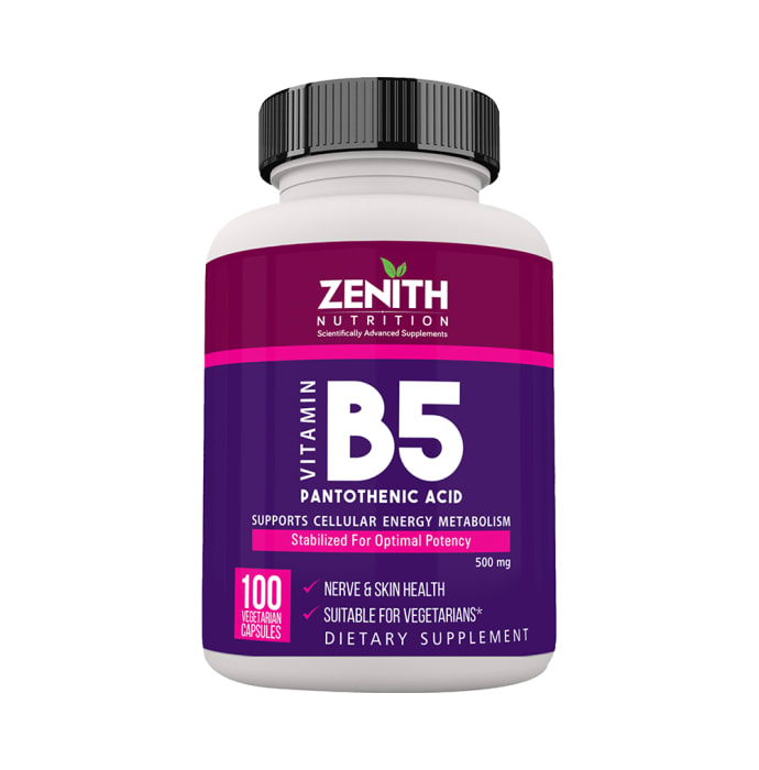 Zenith nutrition pantothenic acid (vitamin b5) 500mg capsule