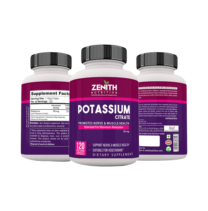 Zenith nutrition potassium citrate 99mg capsule (120'S)