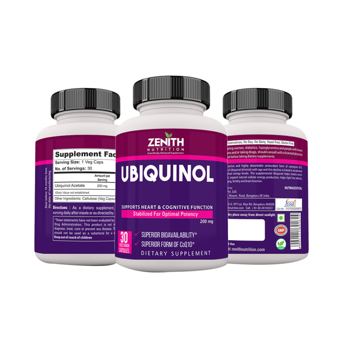 Zenith nutrition ubiquinol 200mg capsule (30'S)