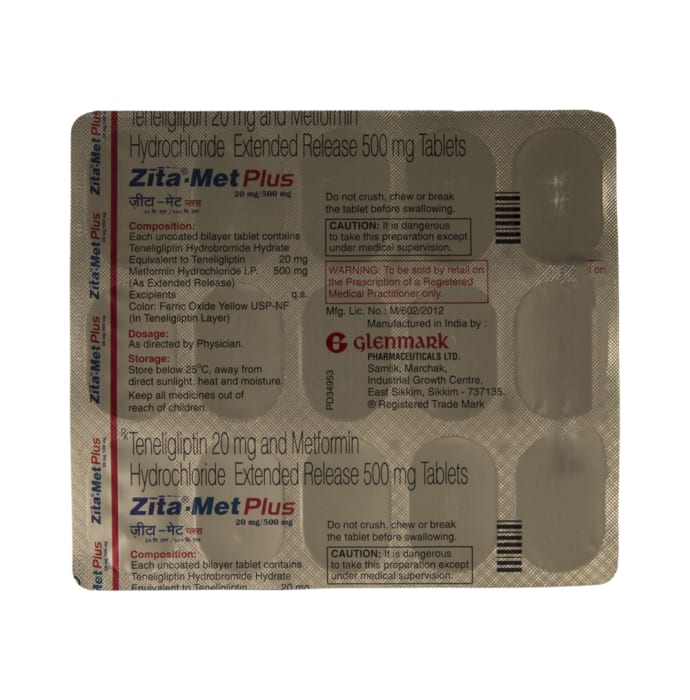 Zita-Met Plus 20mg / 500mg Tablet ER (15'S)